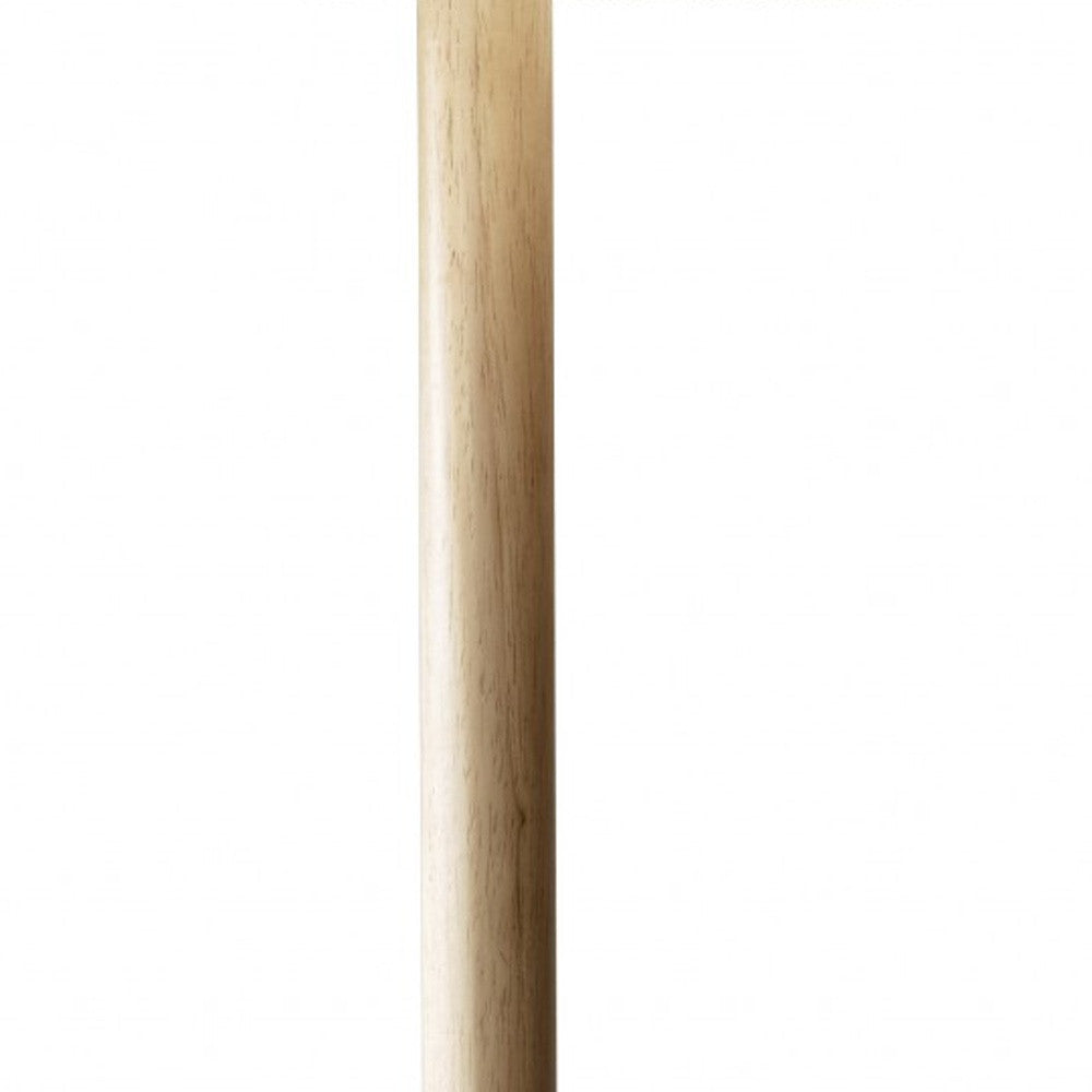 59" Natural Solid Wood Floor Lamp With White Linen Drum Shade