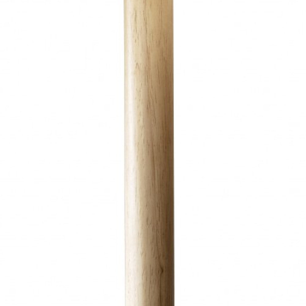 59" Natural Solid Wood Floor Lamp With White Linen Drum Shade