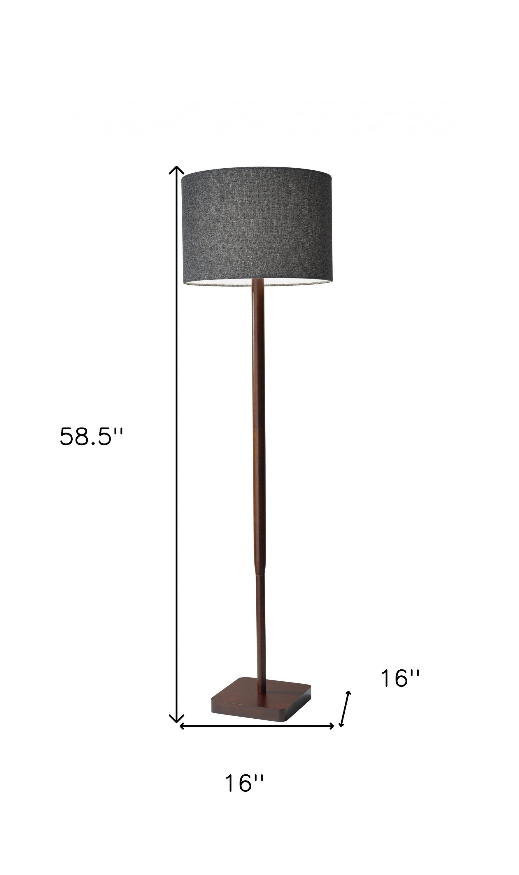 59" Natural Solid Wood Floor Lamp With White Linen Drum Shade