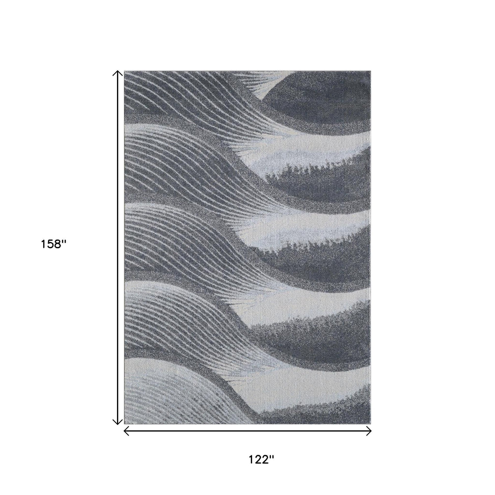 10' X 13' Gray Blue Abstract Waves Modern Area Rug