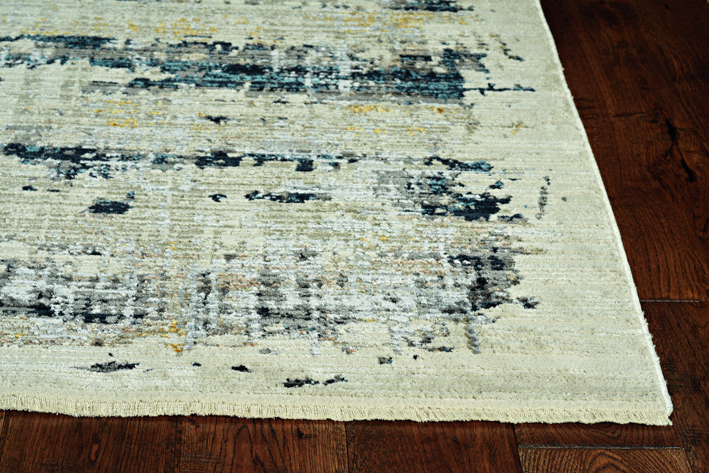 8' Blue Abstract Runner Rug