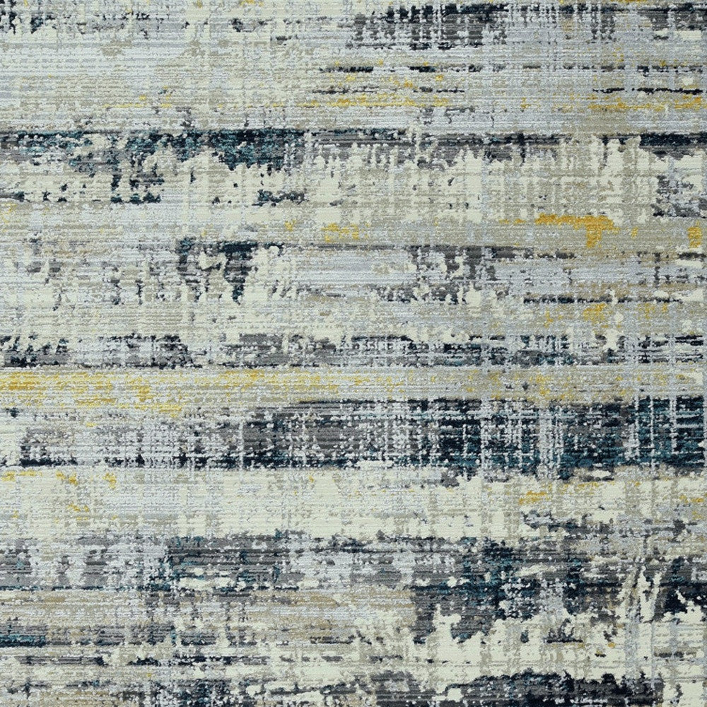 8' Blue Abstract Runner Rug