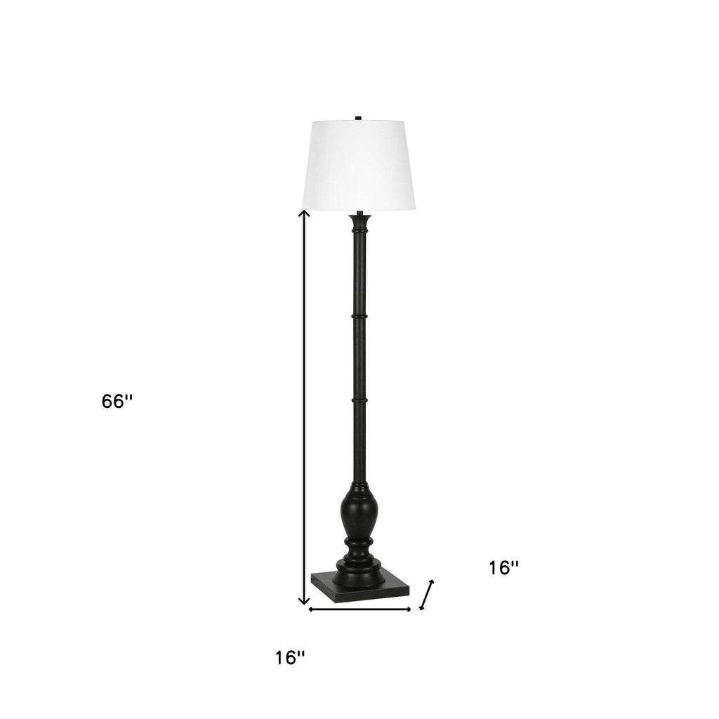 66" Black Traditional Shaped Floor Lamp With White Frosted Glass