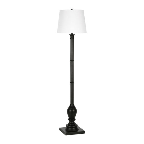 66" Black Traditional Shaped Floor Lamp With White Frosted Glass