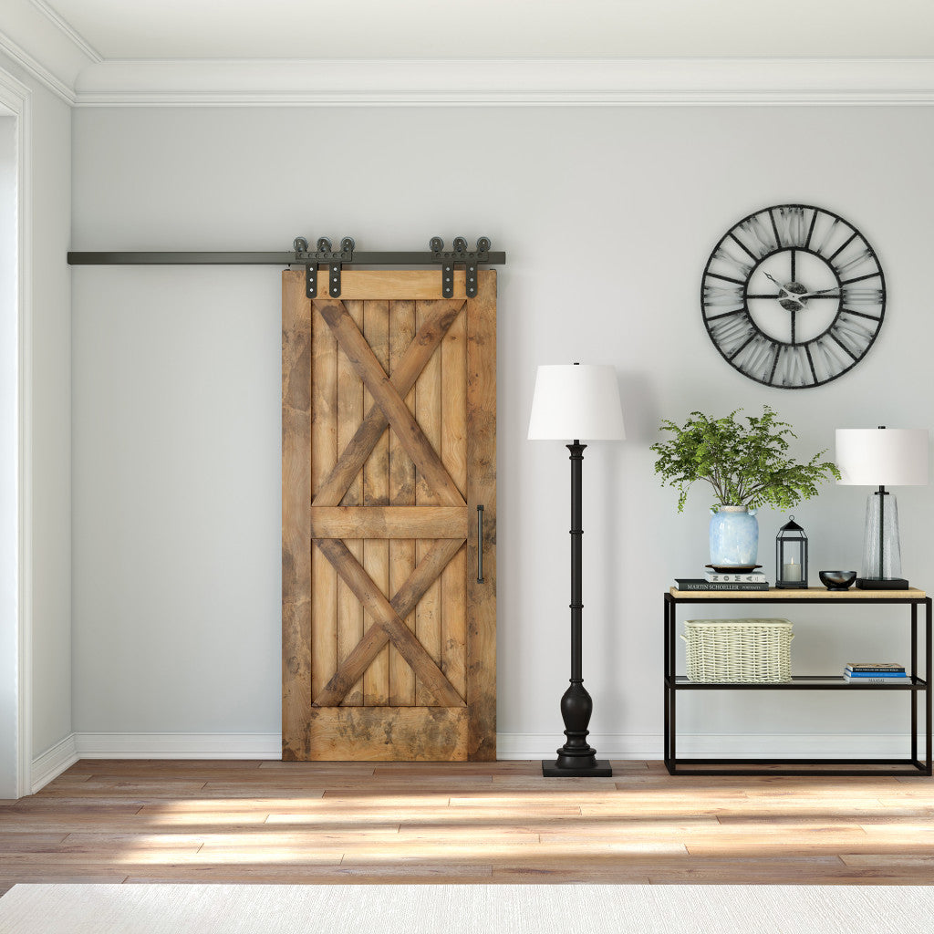 66" Black Traditional Shaped Floor Lamp With White Frosted Glass