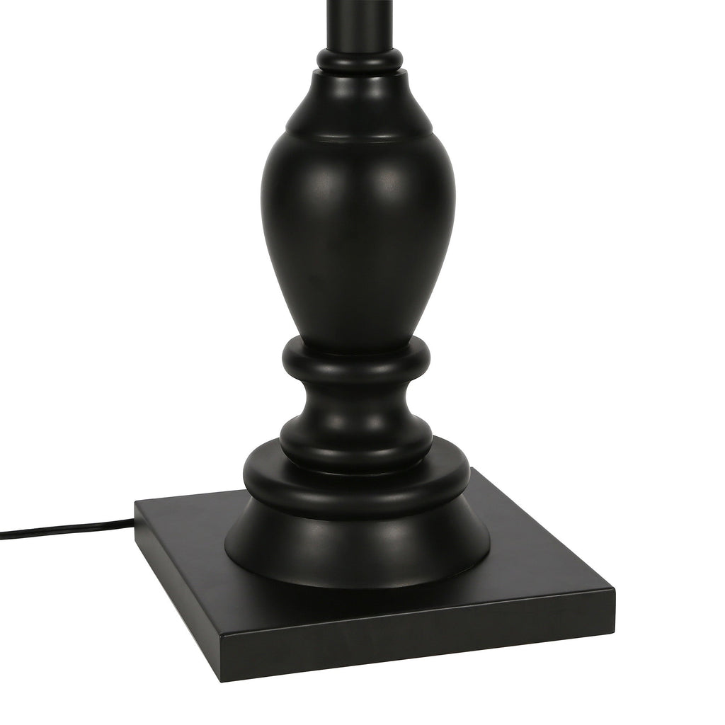 66" Black Traditional Shaped Floor Lamp With White Frosted Glass