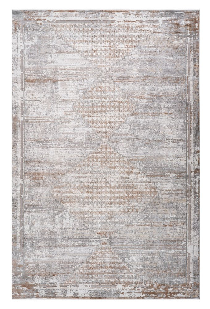 4' X 6' Gray and Brown Abstract Distressed Area Rug