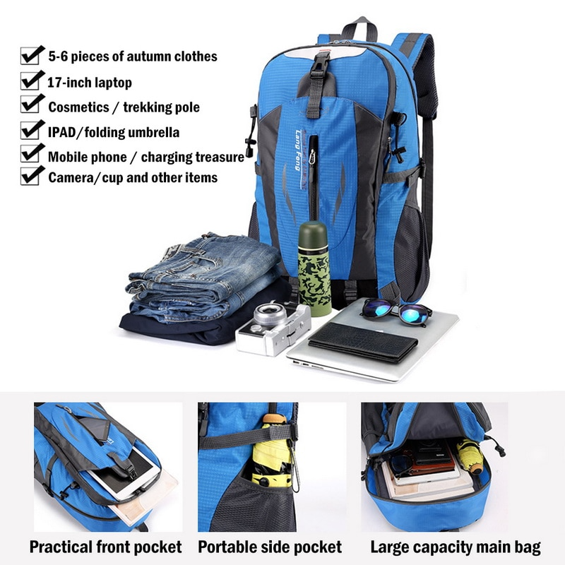 40L Men Women Travel Backpack Rucksack Camping Laptop Hiking School