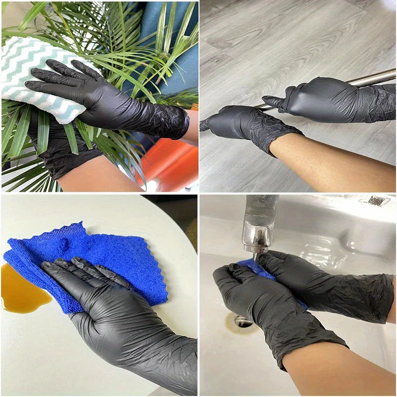 100/50/20PCS Black Nitrile Gloves Thickened Disposable Gloves for
