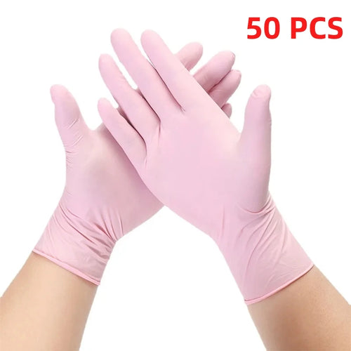 20/50/100PCS Pink Nitrile Gloves Disposable Latex Gloves Powder Free