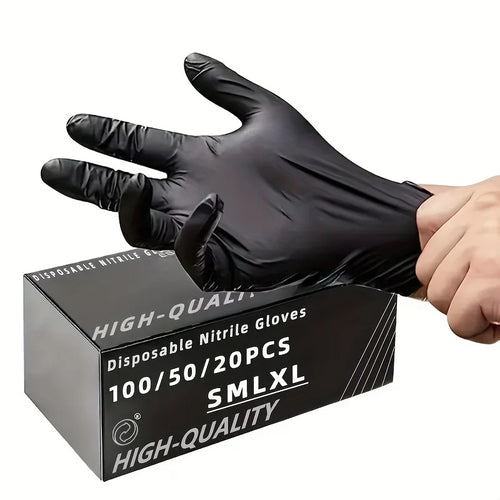 100/50/20PCS Black Nitrile Gloves Thickened Disposable Gloves for