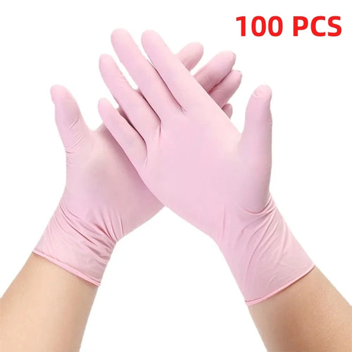 20/50/100PCS Pink Nitrile Gloves Disposable Latex Gloves Powder Free
