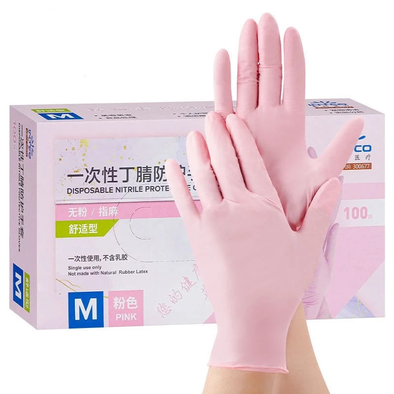 20/50/100PCS Pink Nitrile Gloves Disposable Latex Gloves Powder Free